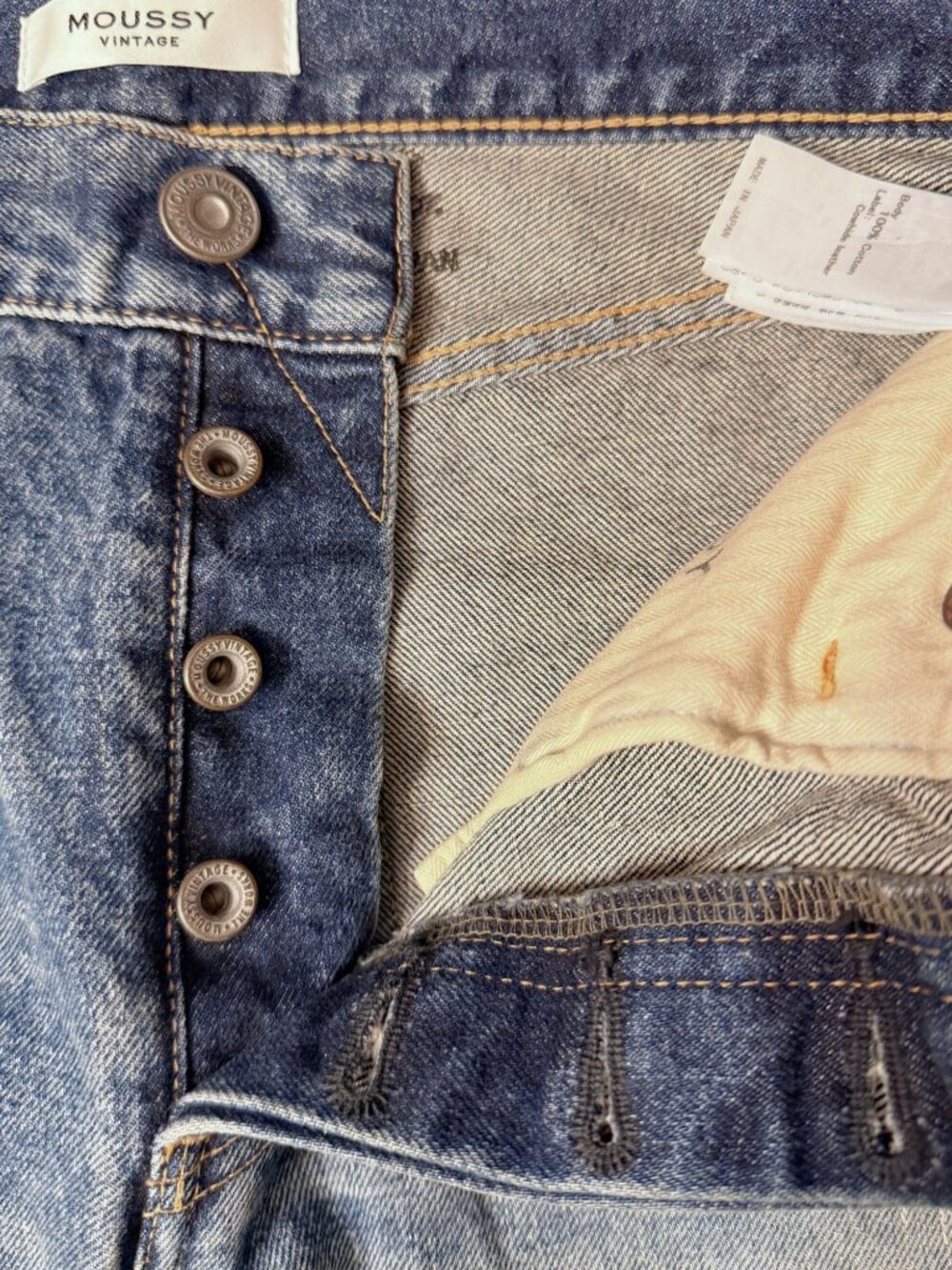 MOUSSY Vintage MV Sundown Straight Jeans 24 Made in Japan 100% Cotton NWT - Picture 6 of 16